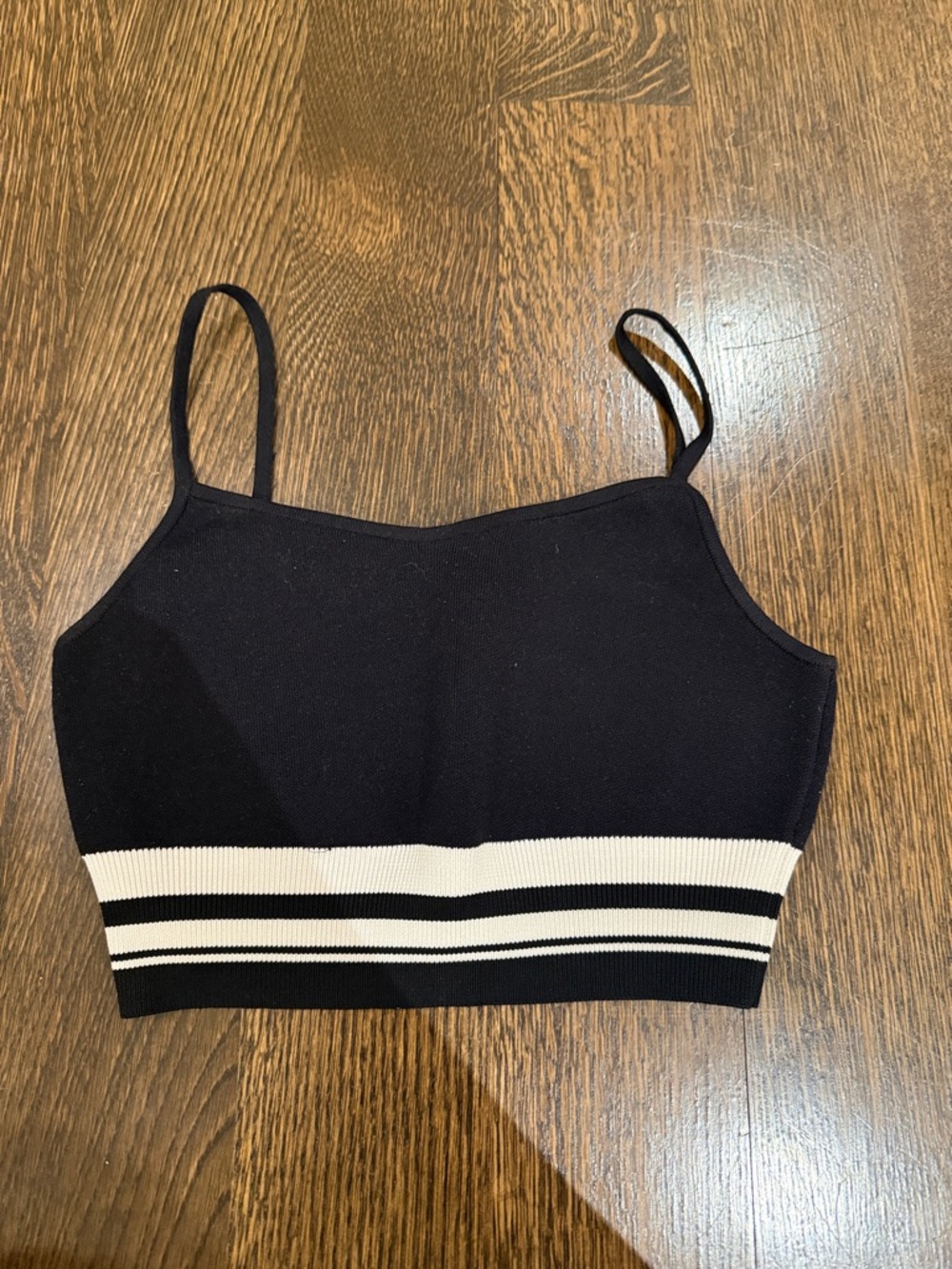 Babaton Black Cropped Tank with White Stripes